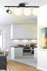 Alen 4 Lü Modern (BEYAZ GLOP CAMLI) Spotlu Salon Yemek Masası Üstü Hol Yatak Odası Avize